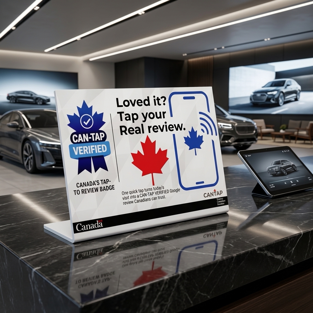 CAN-TAP Verified stand in a premium dealership