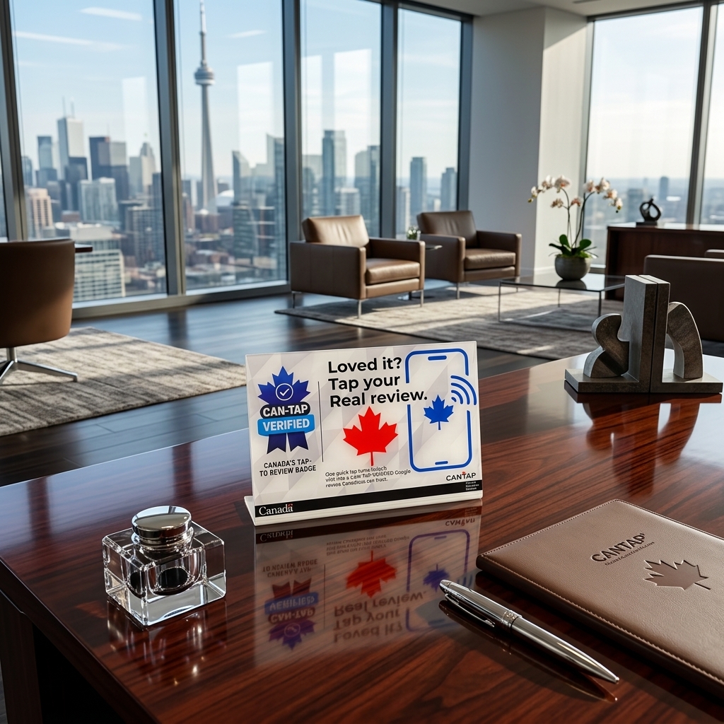 CAN-TAP Verified stand in a corporate real estate office