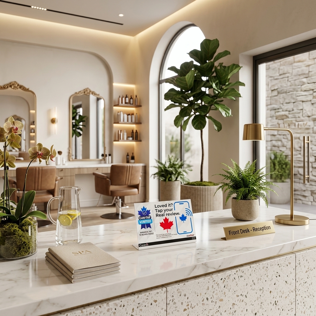 CAN-TAP Verified stand in a luxury salon