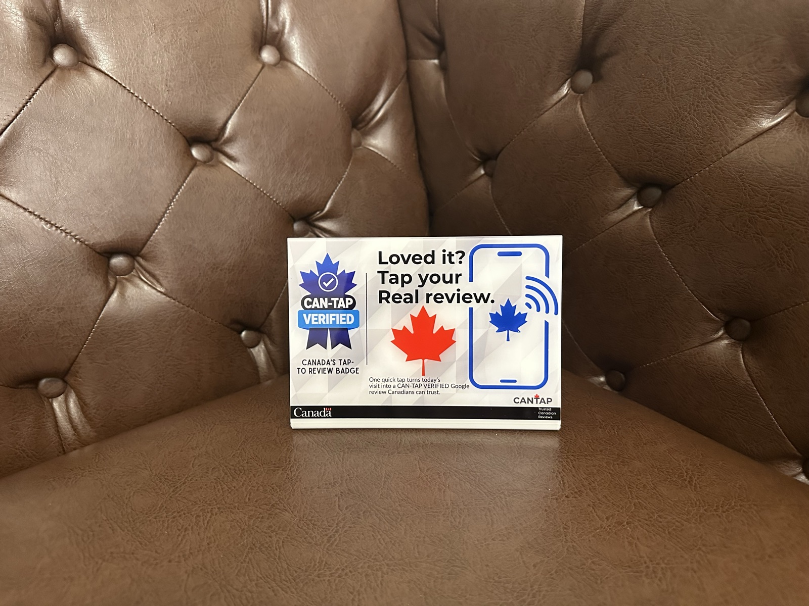 CAN-TAP Verified NFC block — macro detail of acrylic face